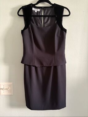 VintageHannah hardy Black Sleeveless Peplum Sheath Dress with Velvet Shoulders 6